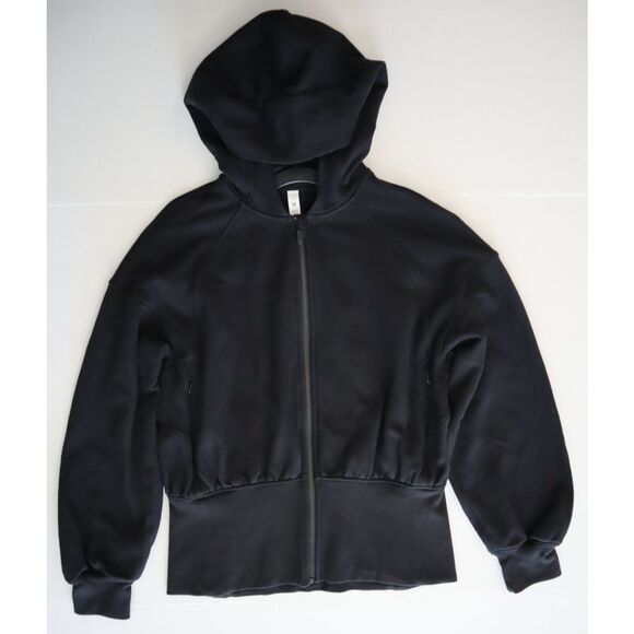 Lululemon W3ECTS Women's Sz 8 Black Hugged-Waist Cotton Zip Hoodie - Picture 14 of 16
